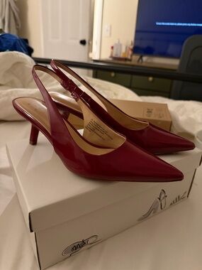 a new day Red Patent Pointed-Toe Slingback Heels